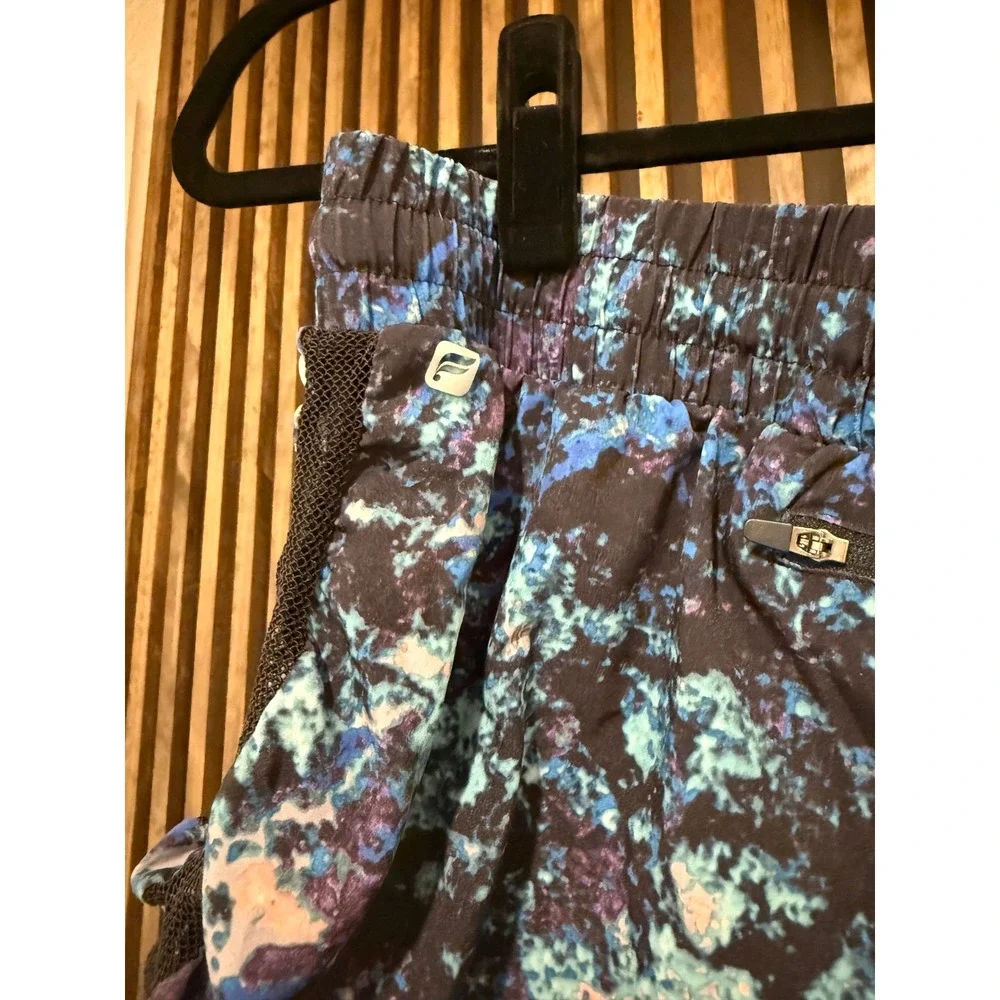 Fabletics Running Shorts Womens Small Blue Purple Black‎ Marble Print
